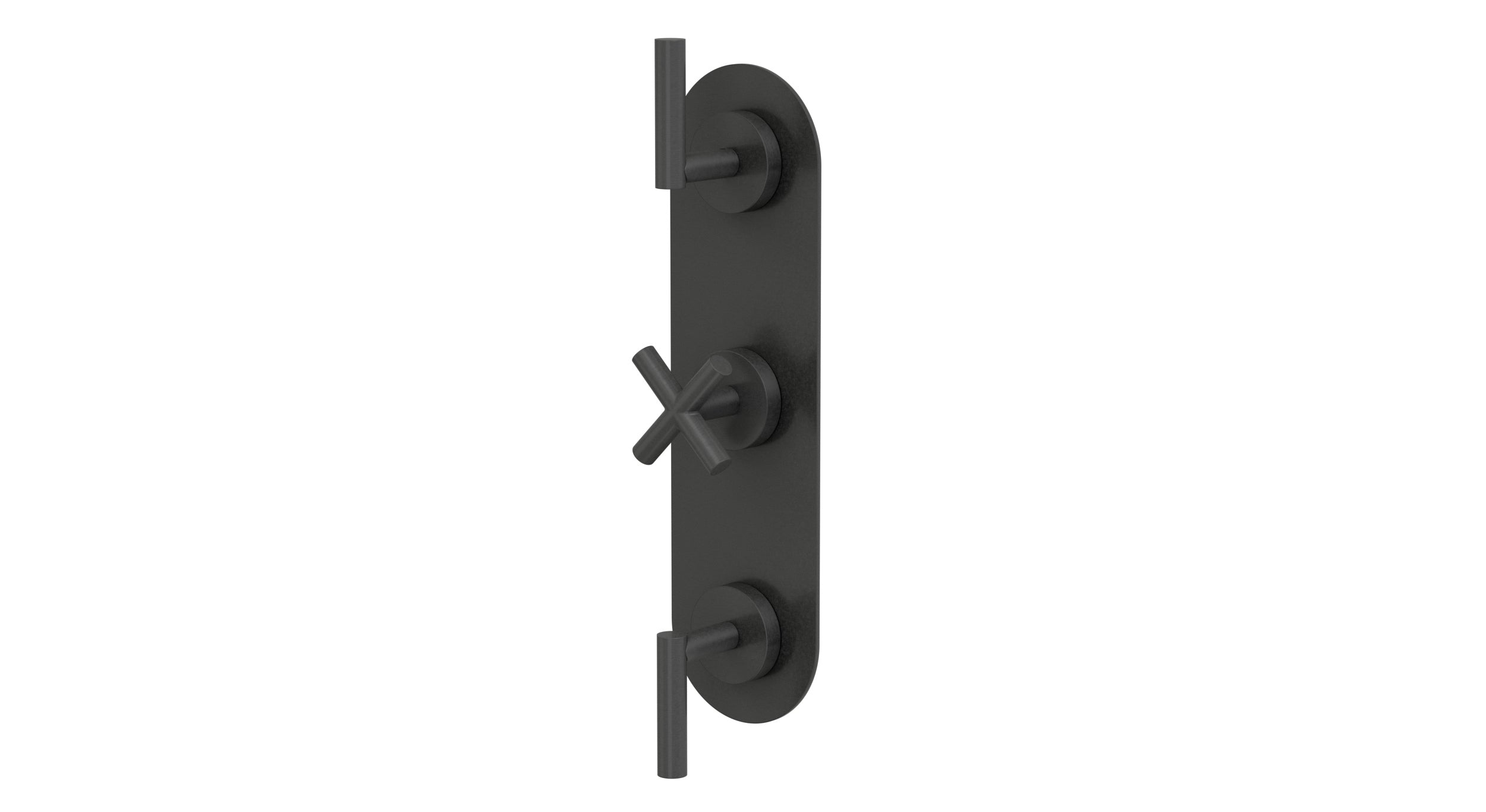 Contour Three Handle Wall Mount Shower Trim with Soft Cross/Soft Lever Handles in Blackened Nickel