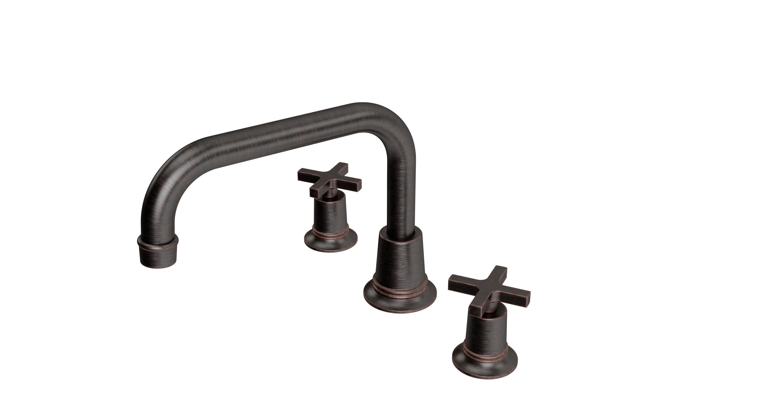 Emerson Two Handle Deck Mount Squaretop Bath Trim with Classic Cross Handles in Antique Bronze
