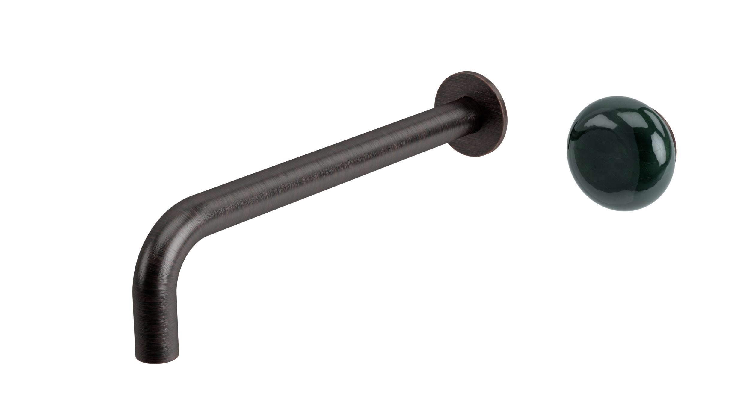 Foundry One Handle Wall Mount 10" Lavatory Faucet with Pebble Ceramic Knob Handle in Antique Bronze