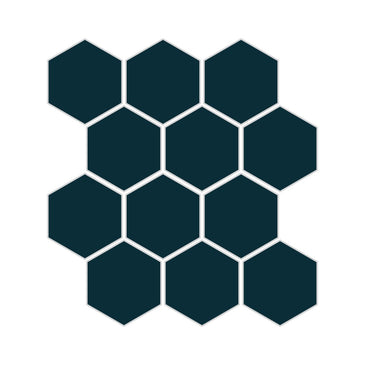 3" Hexagon Sheeted Original Ceramic Mosaic Tile in Caspian Sea Matte
