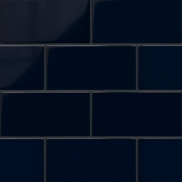 6x12 Original Ceramic Tile in Navy Blue Gloss
