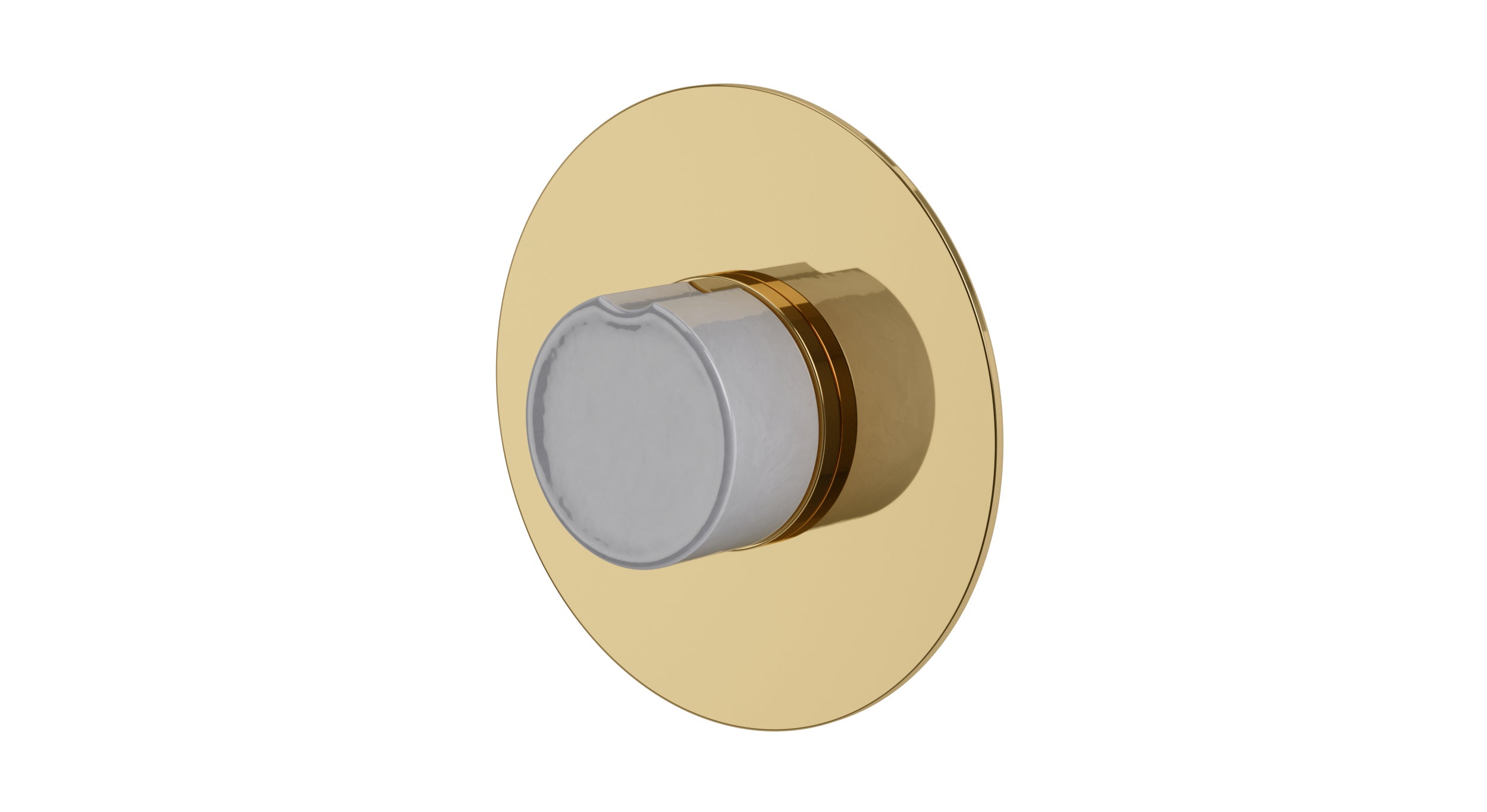 Foundry One Handle Wall Mount Shower Trim with Groove Ceramic Knob Handle in Polished Brass