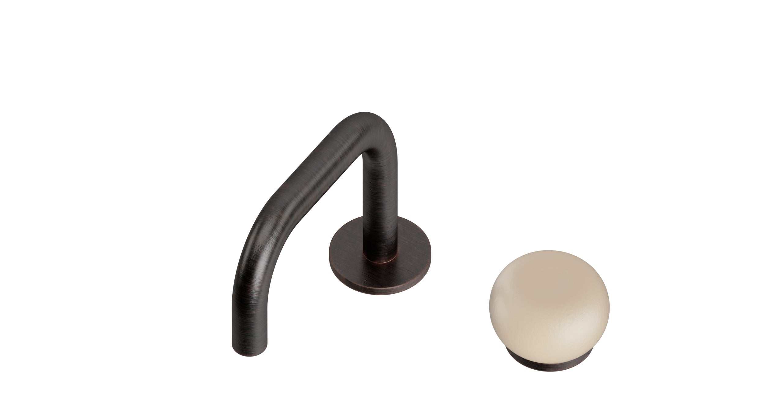 Foundry One Handle Deck Mount Squaretop Lavatory Faucet with Pebble Ceramic Knob Handle in Antique Bronze