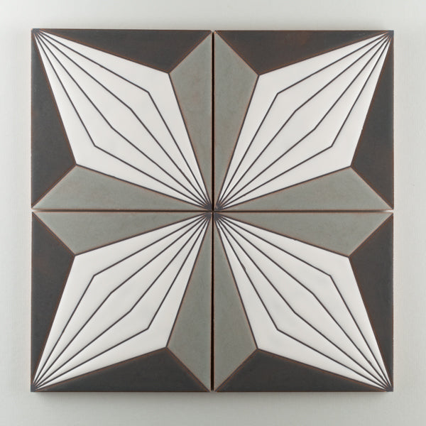 8x8 Handpainted Tile Palmera in Cool Motif