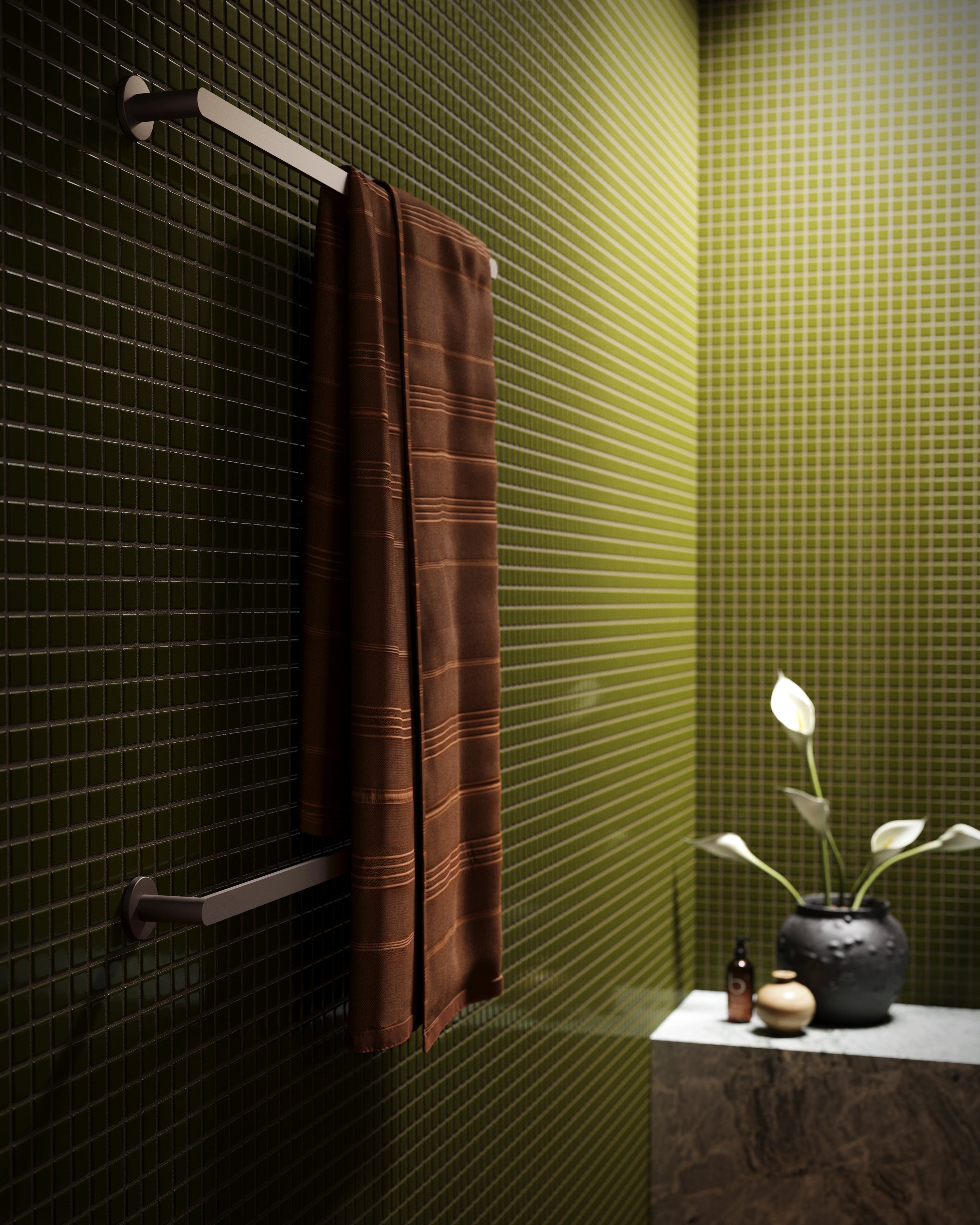 1x1 Straight Set Sheeted Original Ceramic Mosaic Tile in Bonsai Gloss