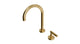 Contour One Handle Deck Mount Gooseneck Lavatory Faucet with Soft Lever Handle in Satin Brass