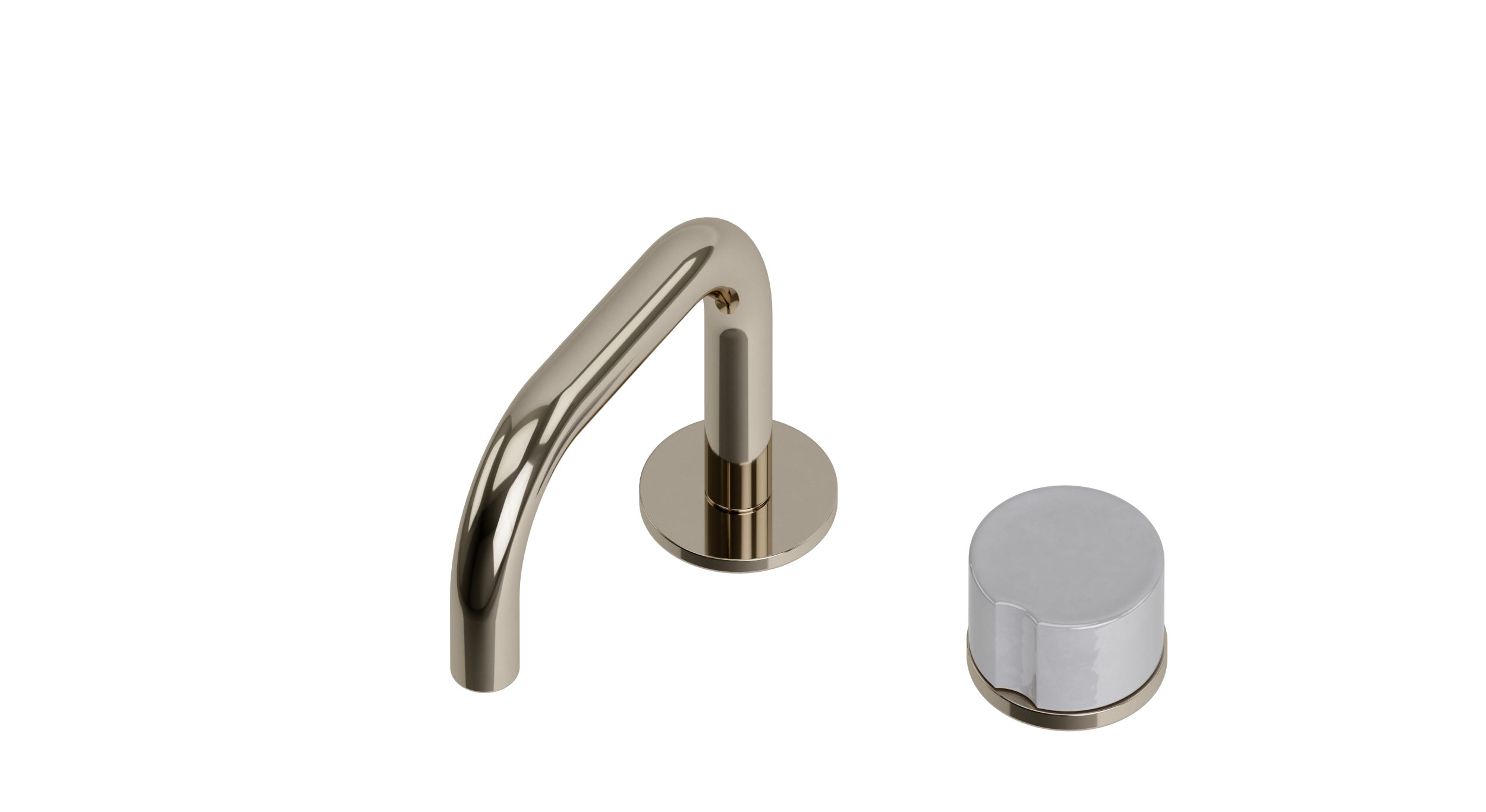 Foundry One Handle Deck Mount Squaretop Lavatory Faucet with Groove Ceramic Knob Handle in Polished Nickel