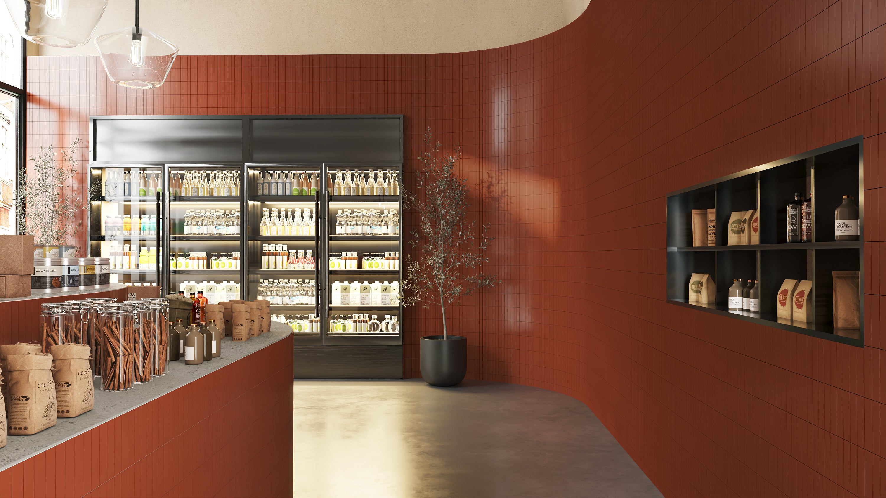 2x8 Natural Press Ceramic Tile in Red Iron Oxide Matte