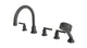 Emerson Three Handle Deck Mount Gooseneck Bath Trim with Hand Shower and Classic Lever Handles in Blackened Nickel
