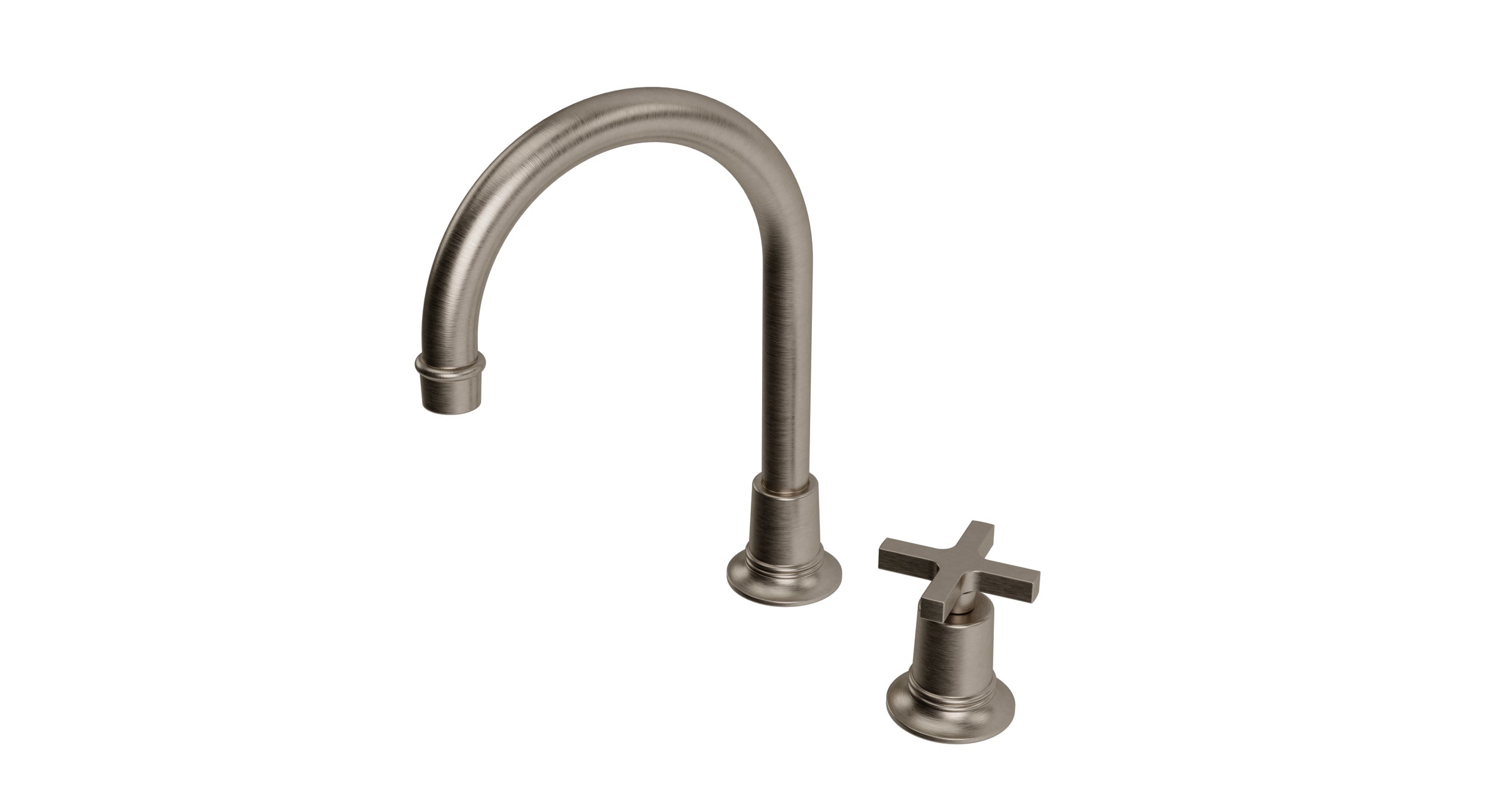 Emerson One Handle Deck Mount Gooseneck Lavatory Faucet with Classic Cross Handle in Antique Nickel