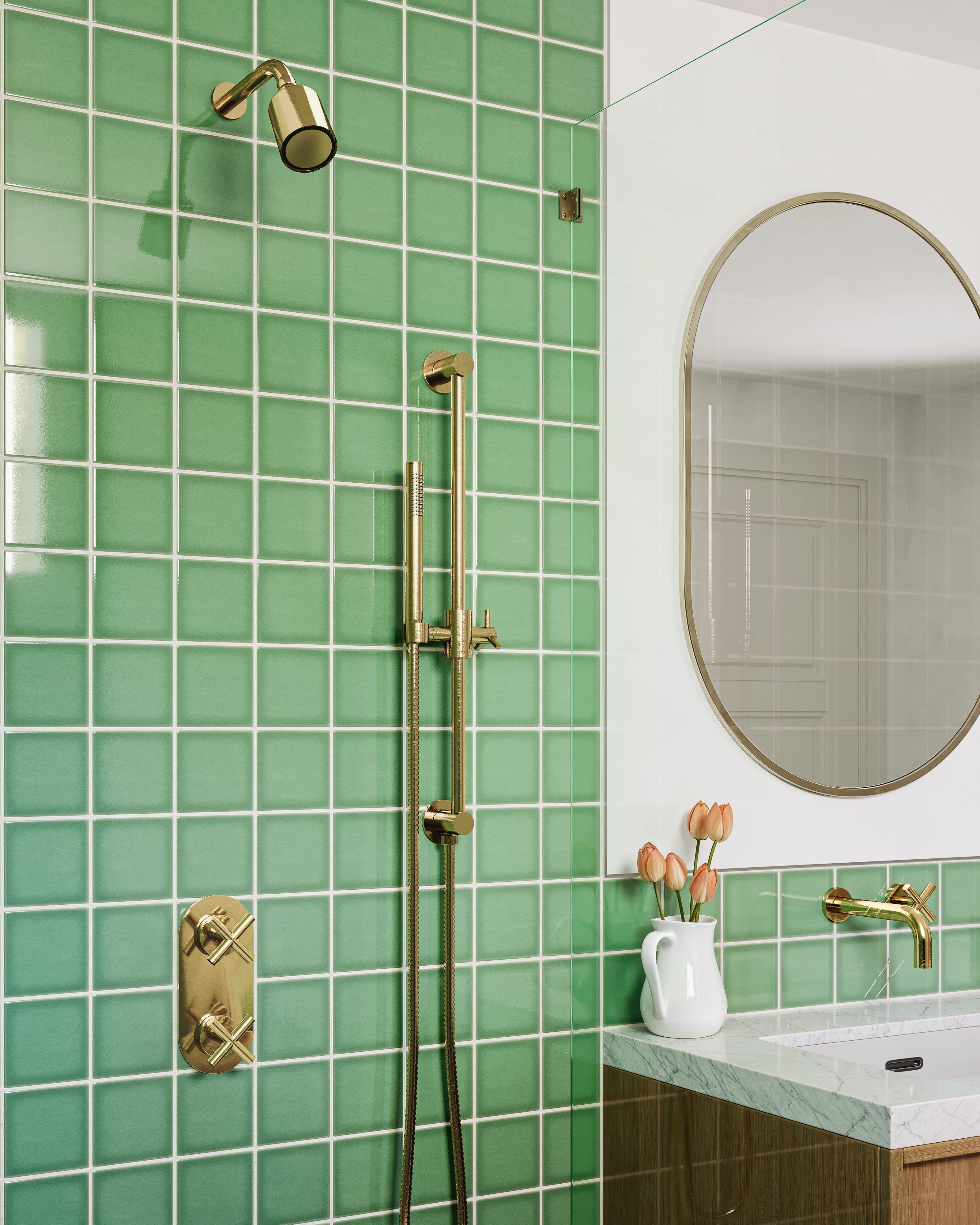 4x4 Original Ceramic Tile in Sea Green Gloss