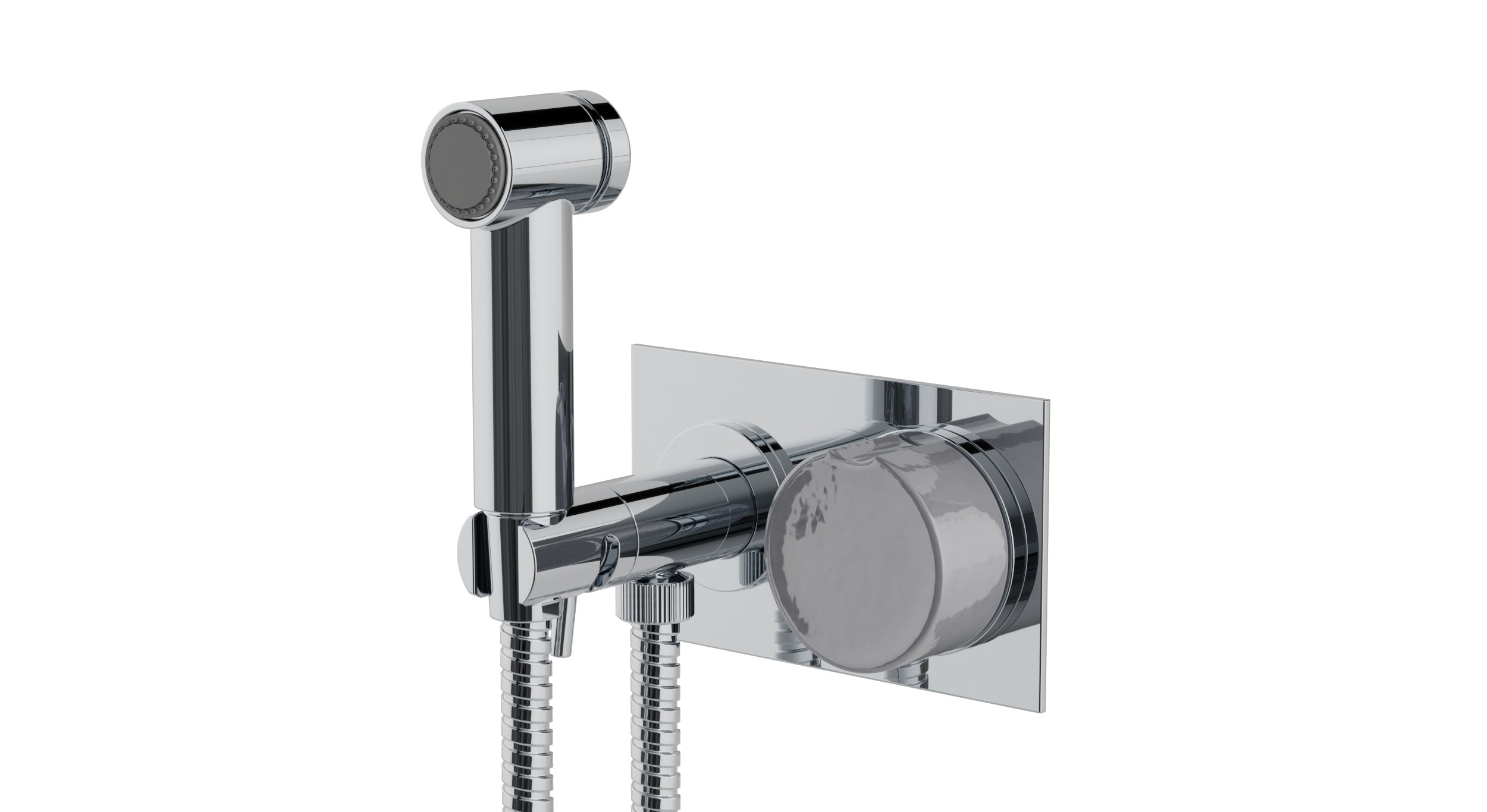 Foundry One Handle Wall Mount Bidet Trim with Groove Ceramic Knob Handle in Polished Chrome