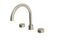 Foundry Two Handle Deck Mount Gooseneck Bath Trim with Barrel Knob Handles in Satin Nickel