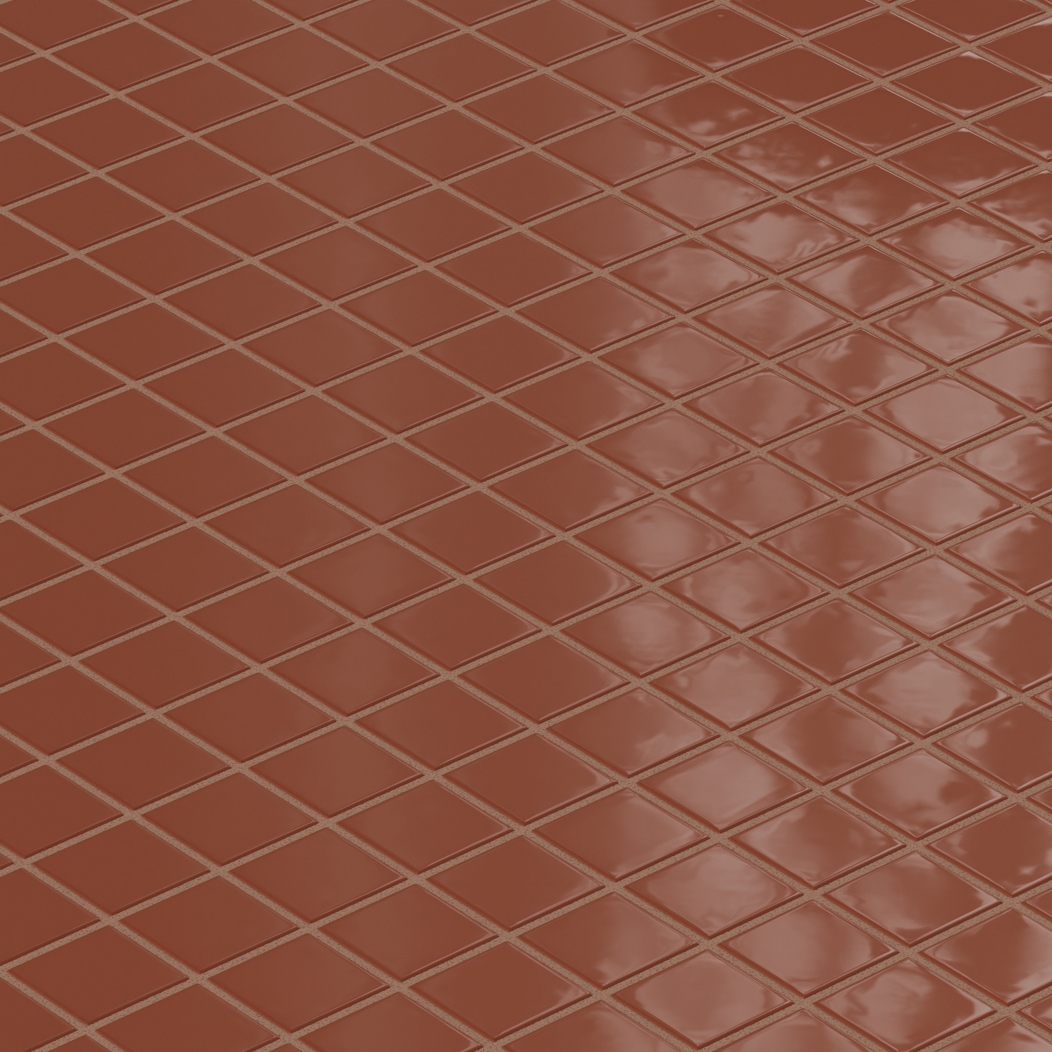 2x2 Straight Set Sheeted Natural Press Ceramic Mosaic Tile in Red Iron Oxide Gloss