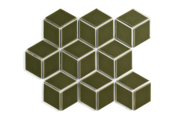 Small Diamond Sheeted - Escher Original Ceramic Mosaic Tile in Bonsai Gloss