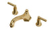 Emerson Two Handle Deck Mount Low Hexagon Bath Trim with Classic Lever Handles in Satin Brass