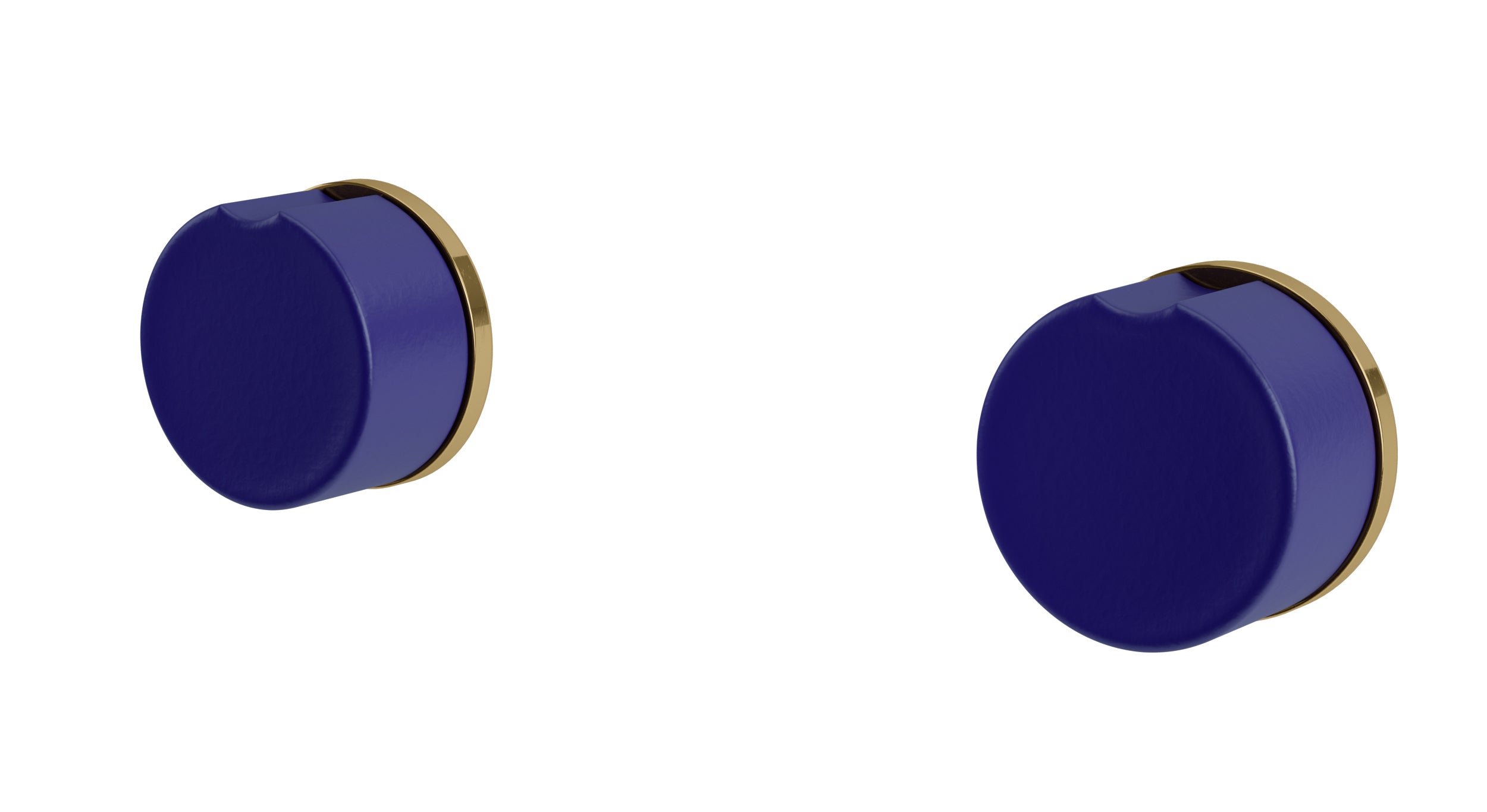 Foundry Two Handle Wall Mount Bath Trim with Groove Ceramic Knob Handles in Uncoated Polished Brass