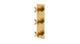 Flatiron Three Handle Wall Mount Shower Trim with Linear Cross Handles in French Brass