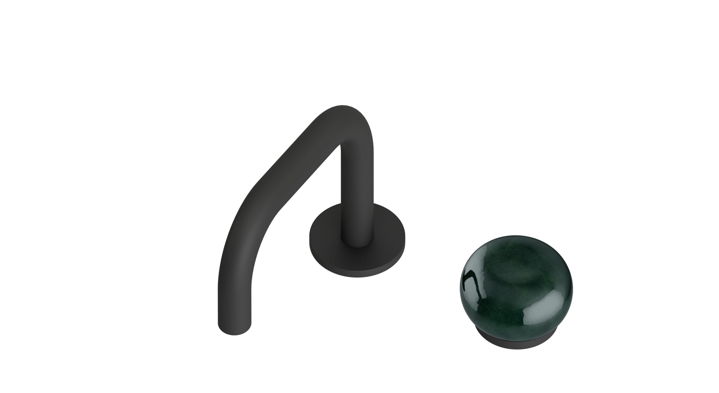 Foundry One Handle Deck Mount Squaretop Lavatory Faucet with Pebble Ceramic Knob Handle in Matte Black