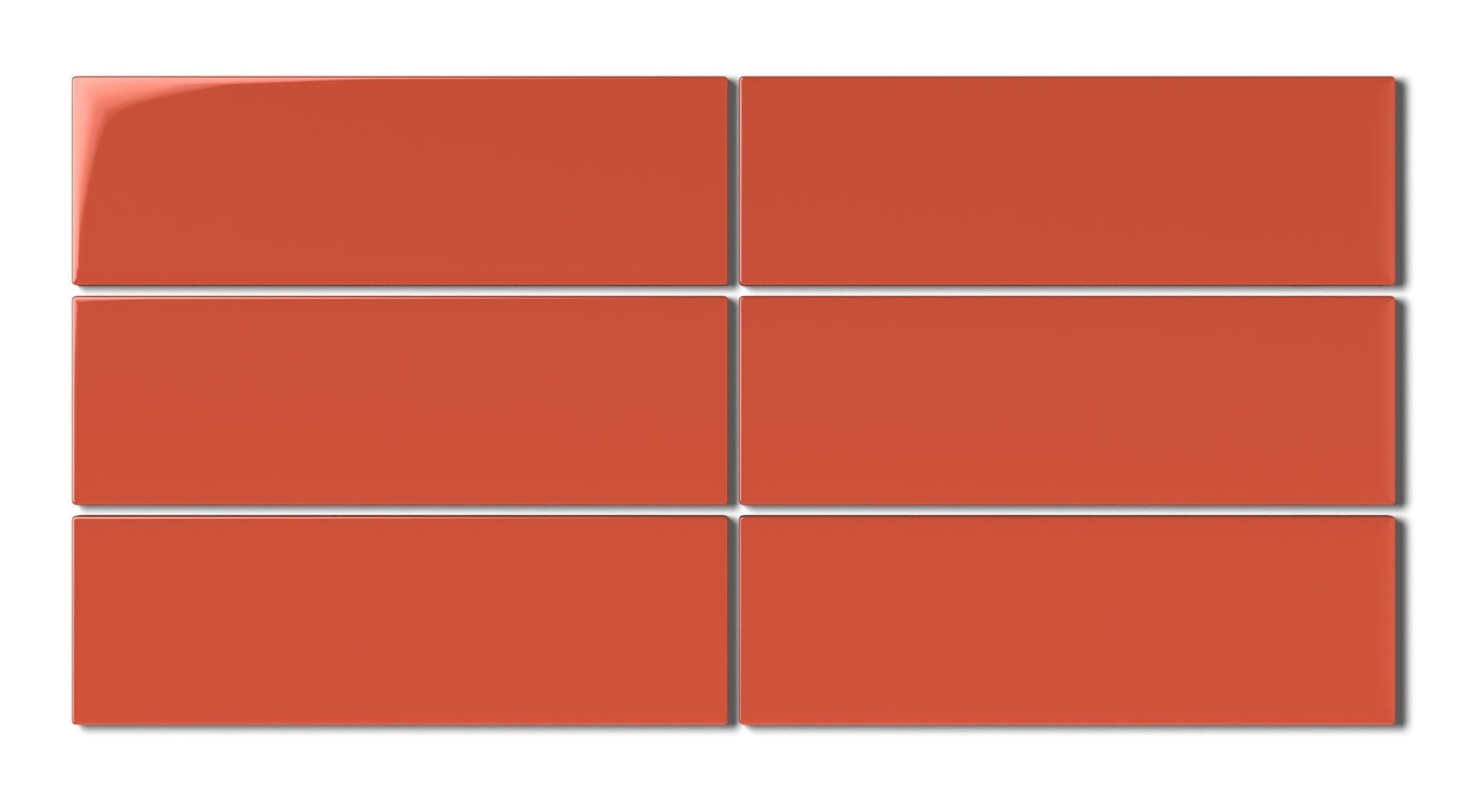 3x9 Natural Press Ceramic Tile in Vermillion Gloss - Fireclay Tile