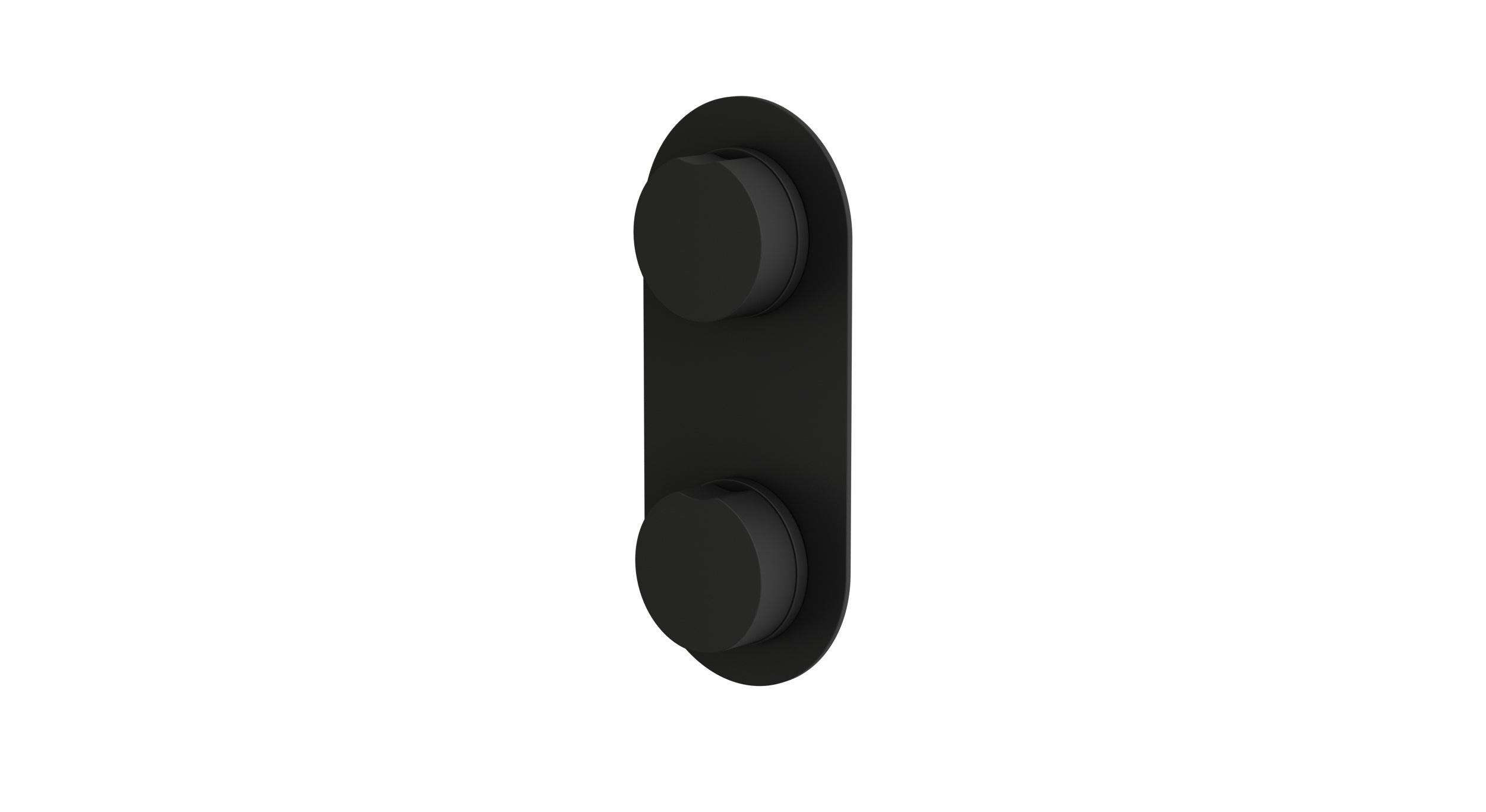 Foundry Two Handle Wall Mount Shower Trim with Barrel Knob Handles in Matte Black
