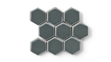 3" Hexagon Sheeted Original Ceramic Mosaic Tile in Tempest Gloss
