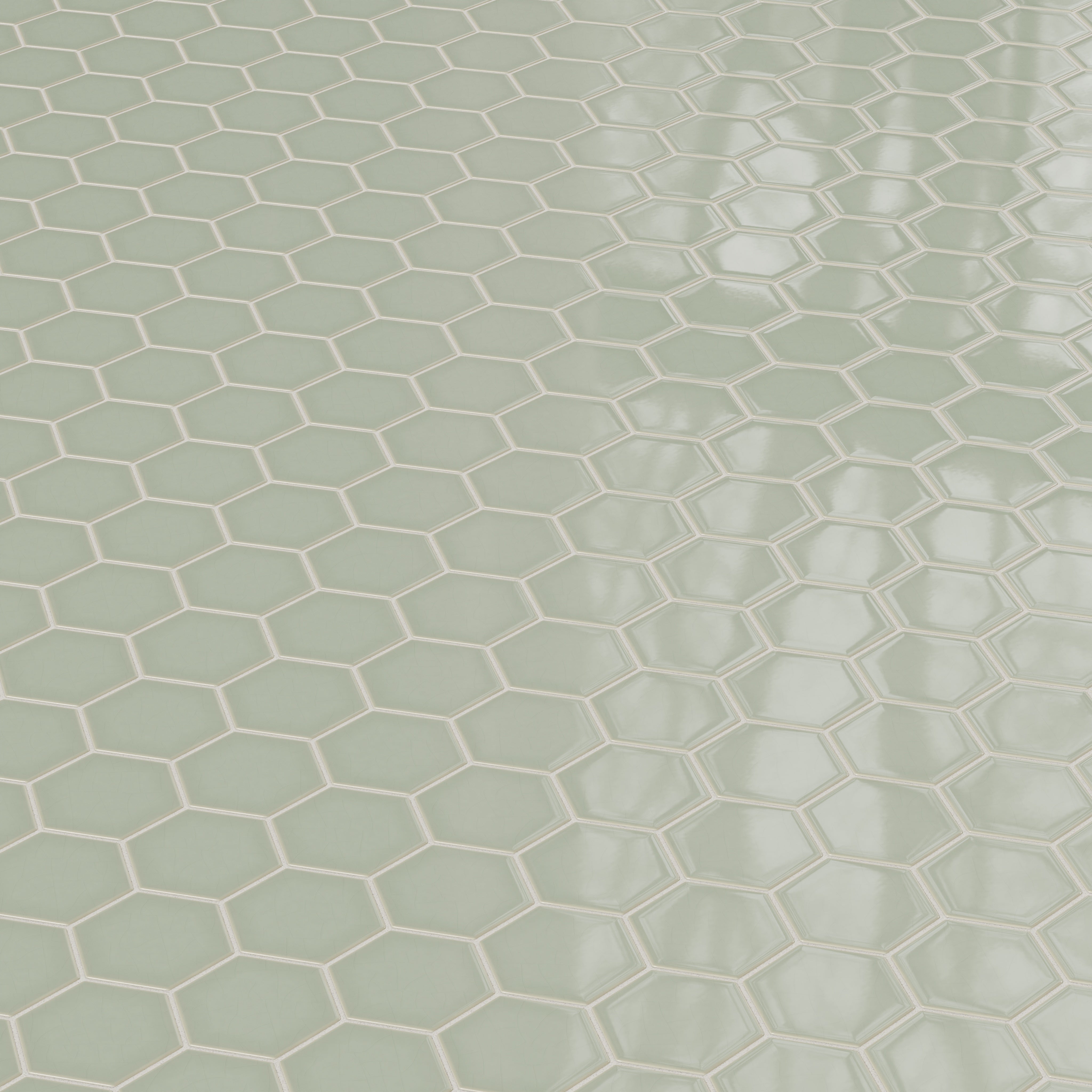4" Hexagon Original Ceramic Tile in Rosemary Gloss