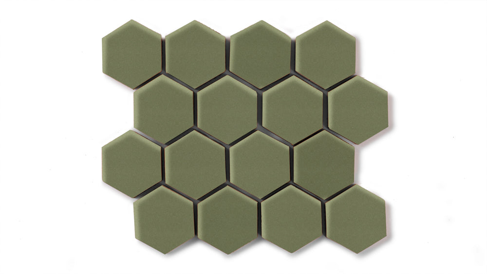 2" Hexagon Sheeted Original Ceramic Mosaic Tile in Peabody Gloss