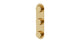 Foundry Three Handle Wall Mount Shower Trim with Barrel Knob Handles in Satin Brass