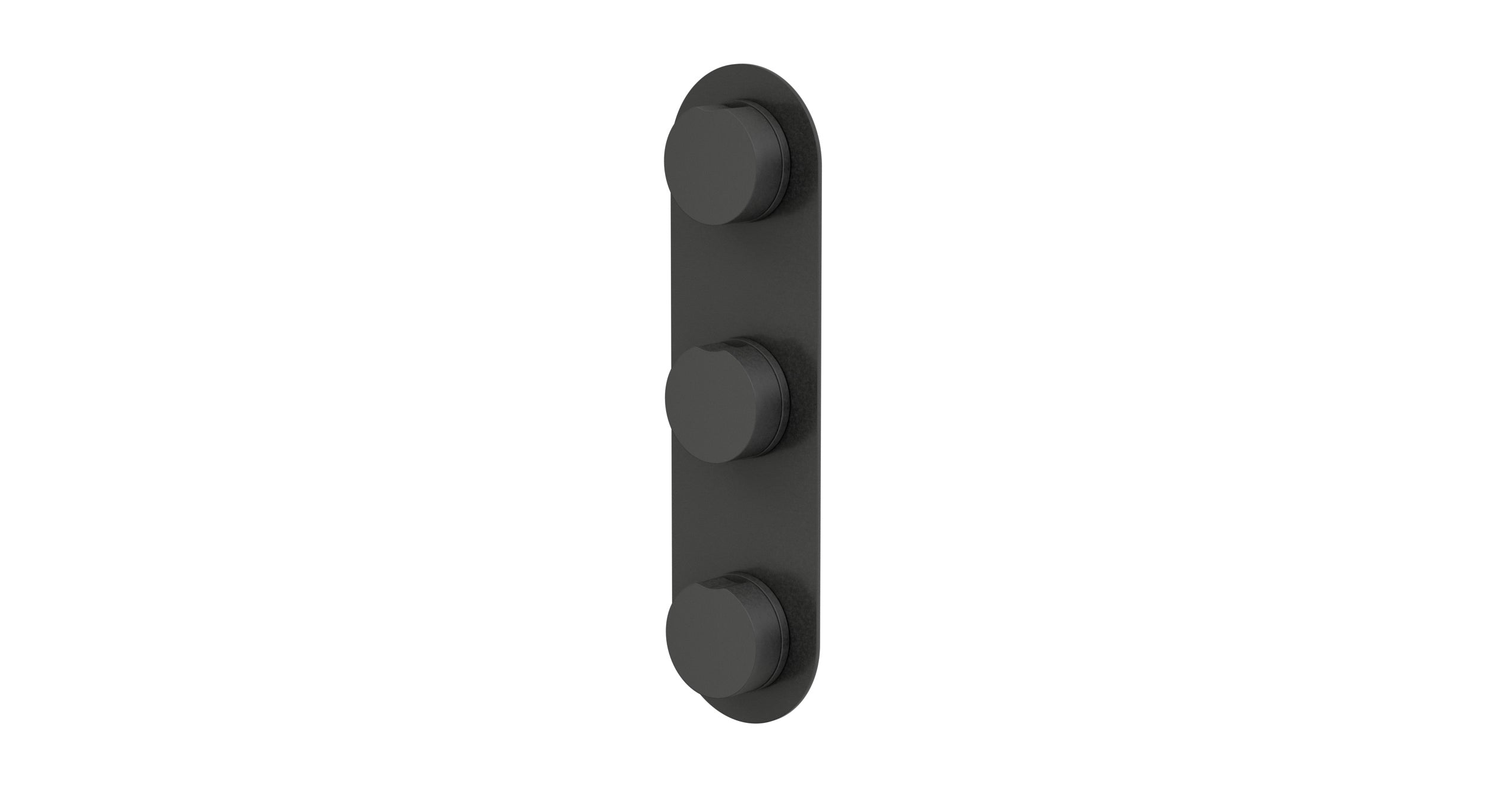 Foundry Three Handle Wall Mount Shower Trim with Barrel Knob Handles in Blackened Nickel