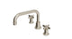 Emerson Two Handle Deck Mount Squaretop Bath Trim with Defined Cross Handles in Satin Nickel