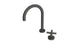 Contour One Handle Deck Mount Gooseneck Lavatory Faucet with Soft Cross Handle in Blackened Nickel