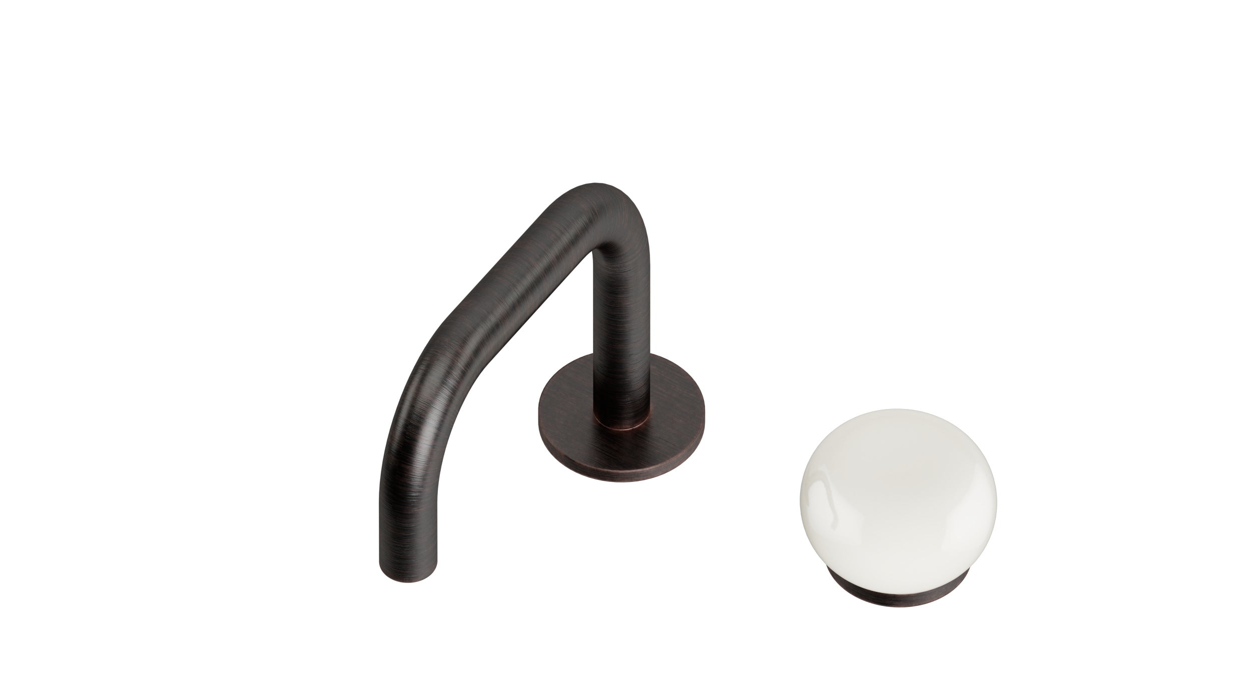 Foundry One Handle Deck Mount Squaretop Lavatory Faucet with Pebble Ceramic Knob Handle in Antique Bronze