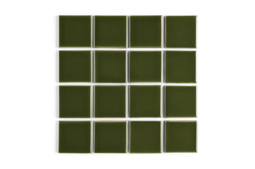 3x3 Straight Set Sheeted Original Ceramic Mosaic Tile in Lone Pine Gloss