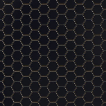 1" Hexagon Sheeted Original Ceramic Mosaic Tile in Navy Blue Gloss