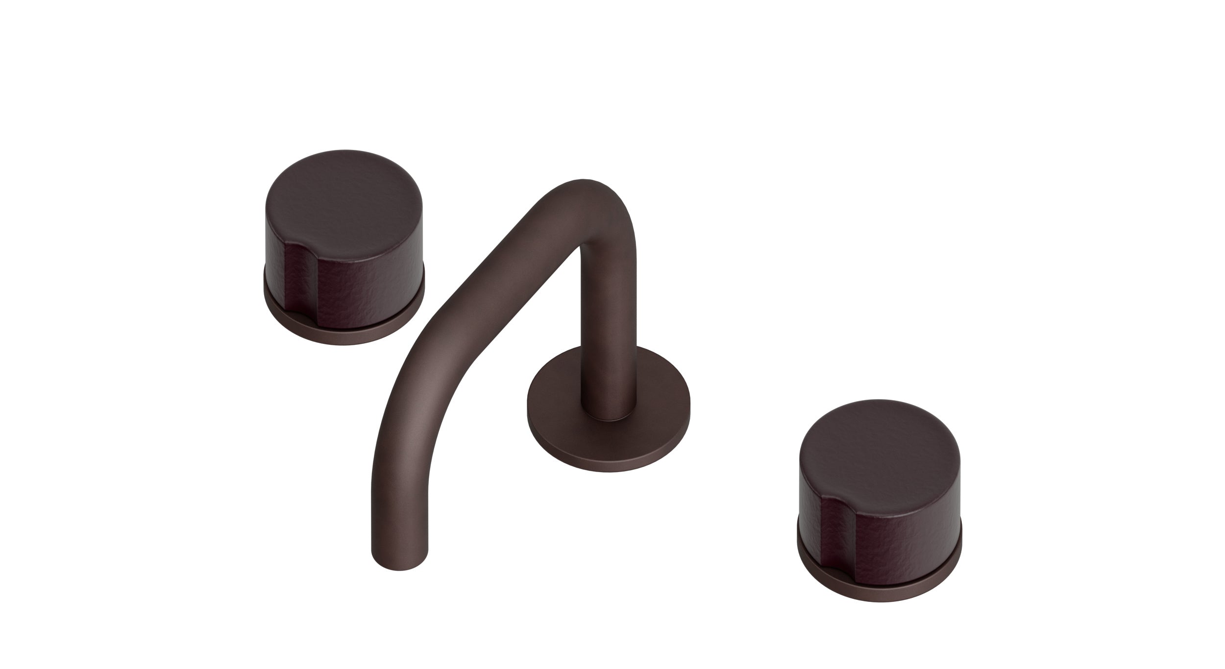 Foundry Two Handle Deck Mount Squaretop Lavatory Faucet with Groove Ceramic Knob Handles in Architectural Copper