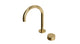 Foundry One Handle Deck Mount Gooseneck Lavatory Faucet with Barrel Knob Handle in Polished Brass