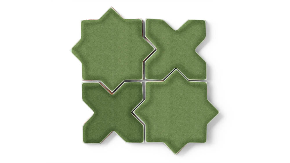 Star & Cross Original Ceramic Tile in Kelp Gloss
