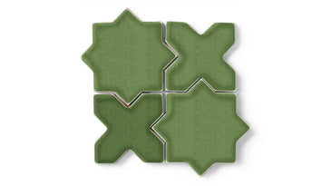 Star & Cross Original Ceramic Tile in Kelp Gloss