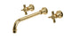 Emerson Two Handle Wall Mount 12" Lavatory Faucet with Defined Cross Handles in Polished Brass