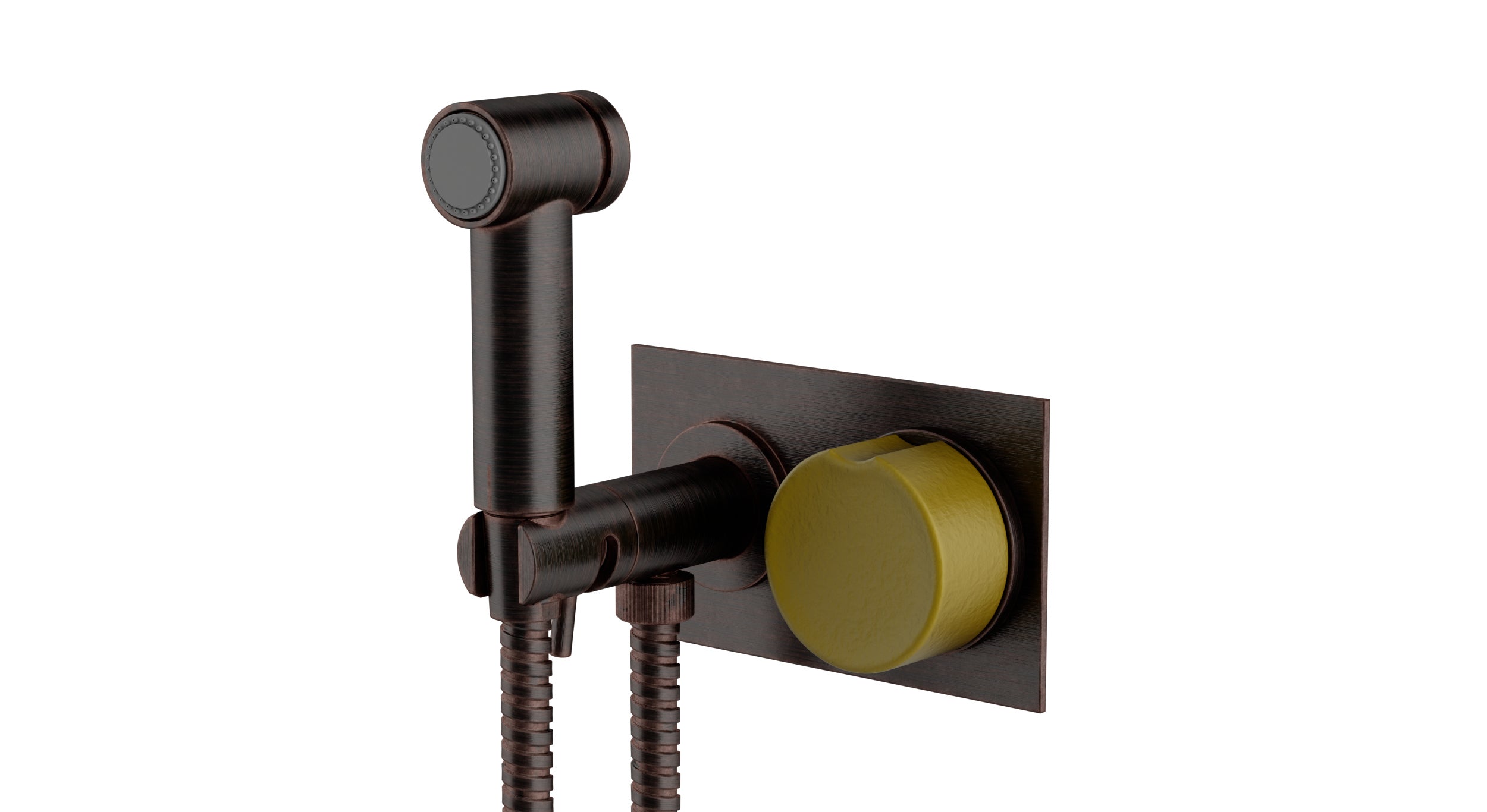 Foundry One Handle Wall Mount Bidet Trim with Groove Ceramic Knob Handle in Antique Bronze