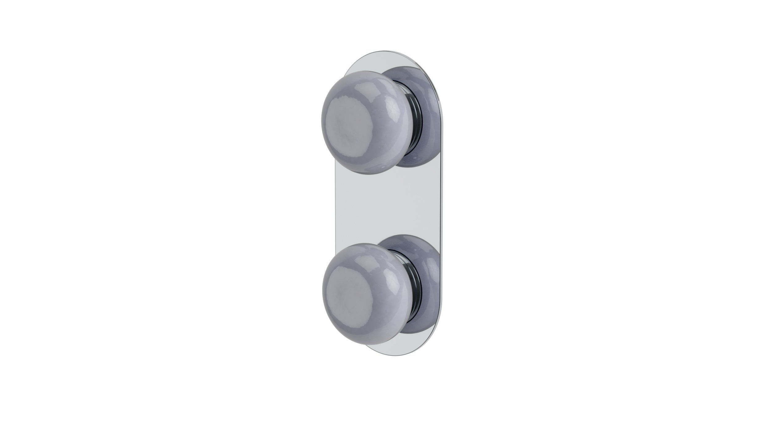 Foundry Two Handle Wall Mount Shower Trim with Pebble Ceramic Knob Handles in Polished Chrome