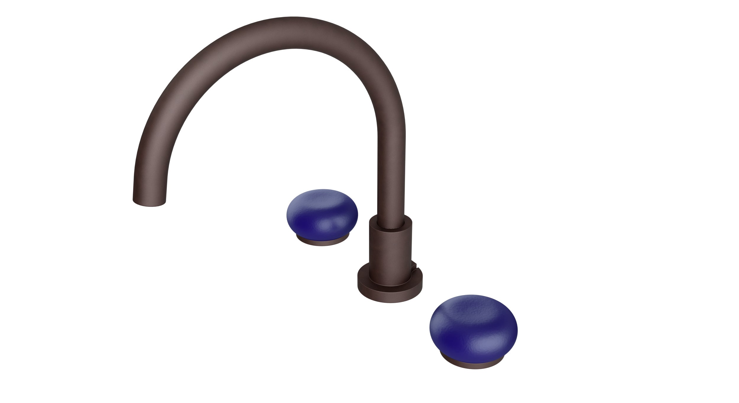 Foundry Two Handle Deck Mount Gooseneck Bath Trim with Pebble Ceramic Knob Handles in Architectural Copper