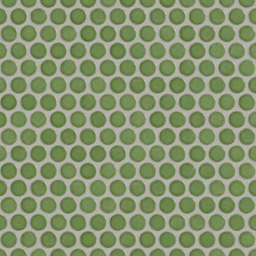 Penny Round Sheeted Original Ceramic Mosaic Tile in Kelp Gloss