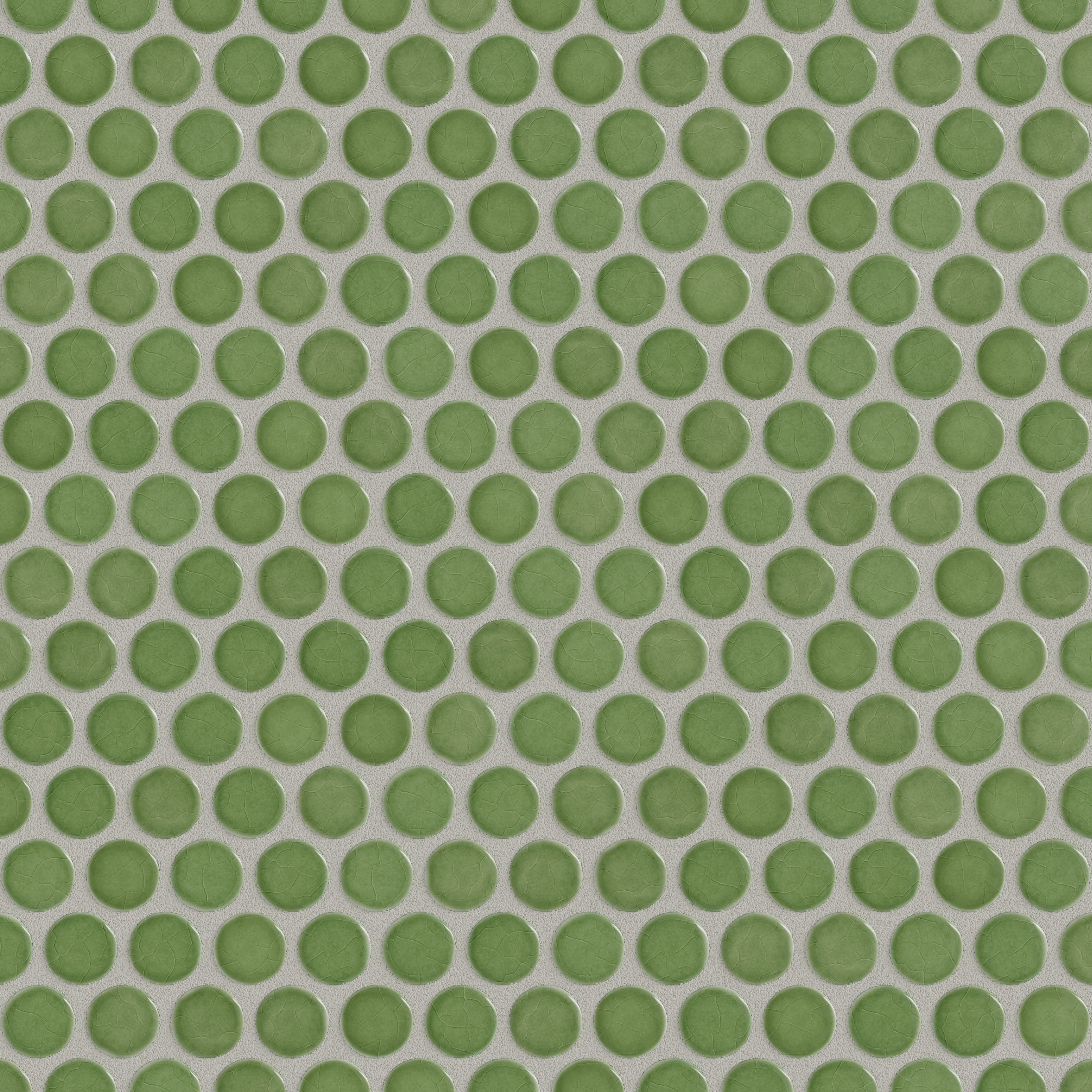 Penny Round Sheeted Original Ceramic Mosaic Tile in Kelp Gloss