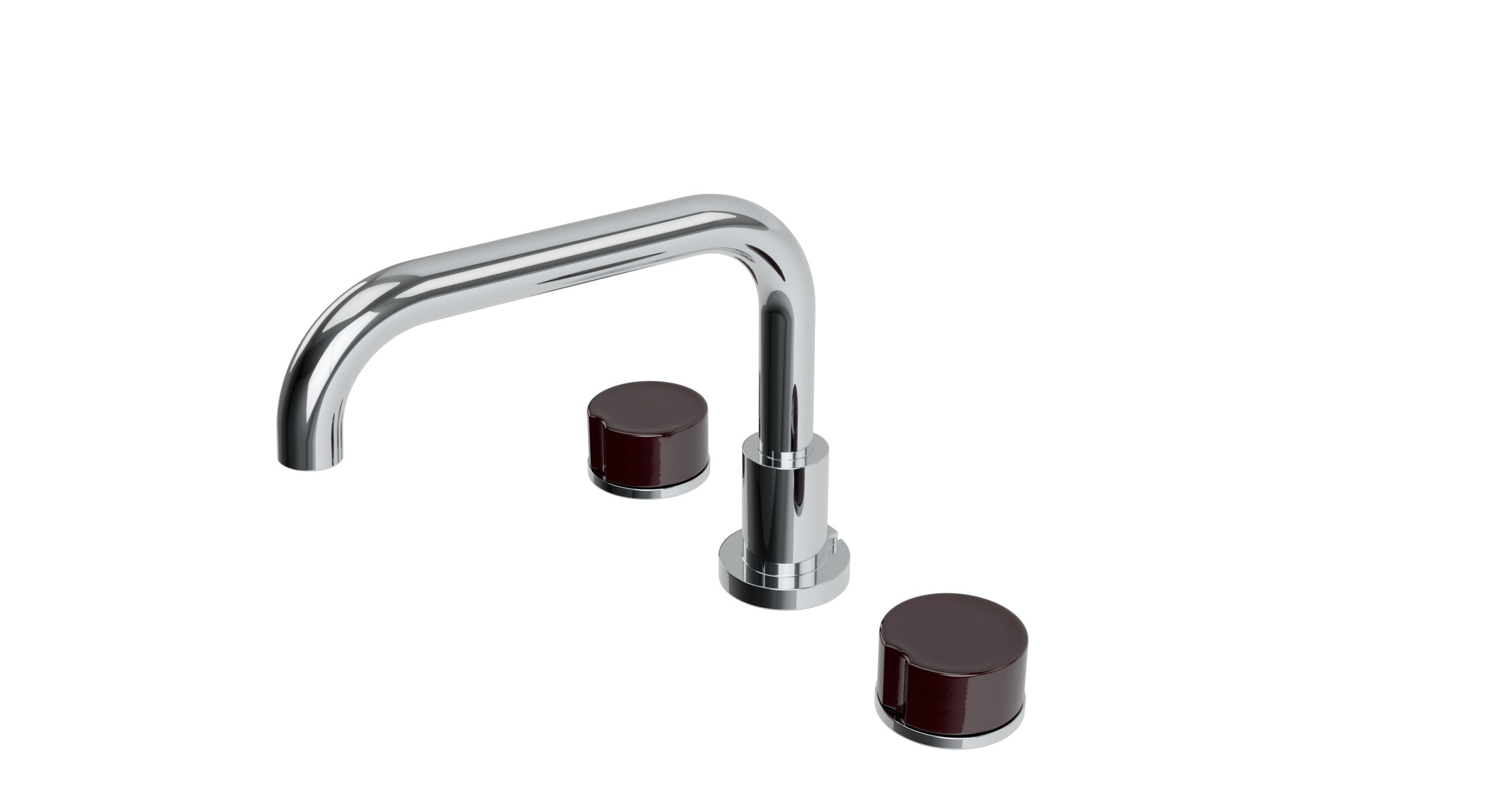 Foundry Two Handle Deck Mount Squaretop Bath Trim with Groove Ceramic Knob Handles in Polished Chrome