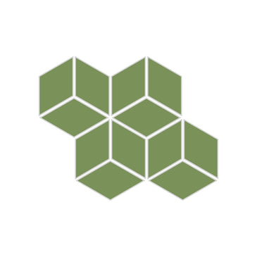 Small Diamond Sheeted - Escher Original Ceramic Mosaic Tile in Kelp Matte