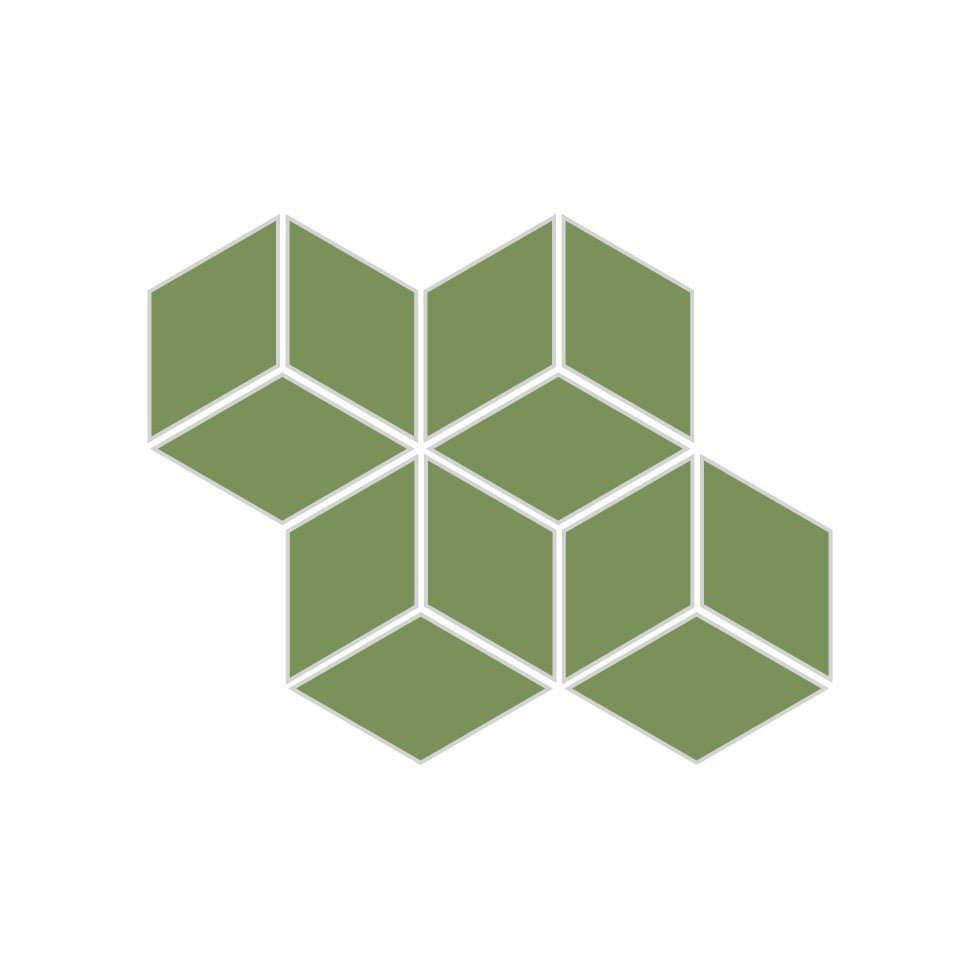 Small Diamond Sheeted - Escher Original Ceramic Mosaic Tile in Kelp Matte
