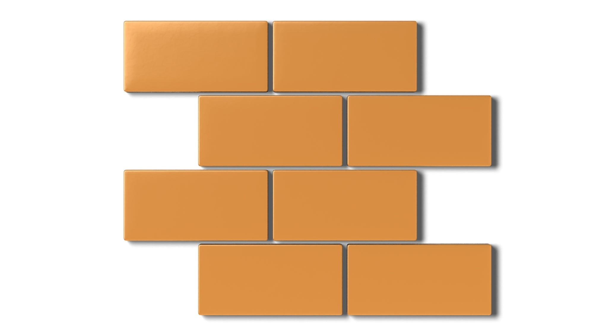 2x4 Half Offset Sheeted Natural Press Ceramic Mosaic Tile in Yellow Ochre Matte
