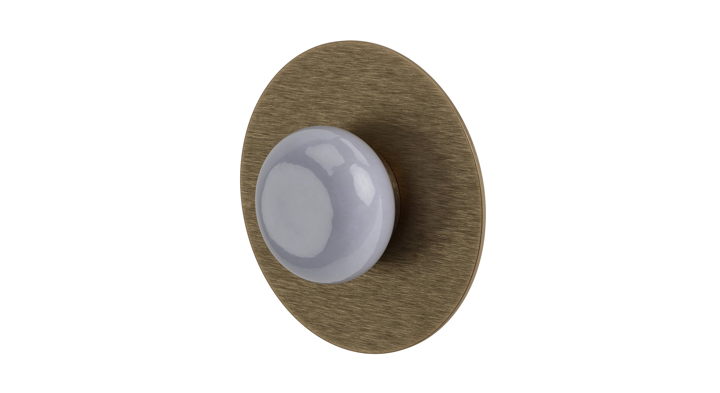 Foundry One Handle Wall Mount Shower Trim with Pebble Ceramic Knob Handle in Antique Brass
